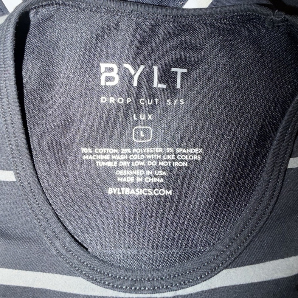 Bylt Drop Cut S/S Lux Men's Size L Black Gray Striped Short Sleeve Shirt - Picture 5 of 6